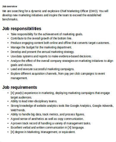 chief marketing officer job responsibilities.